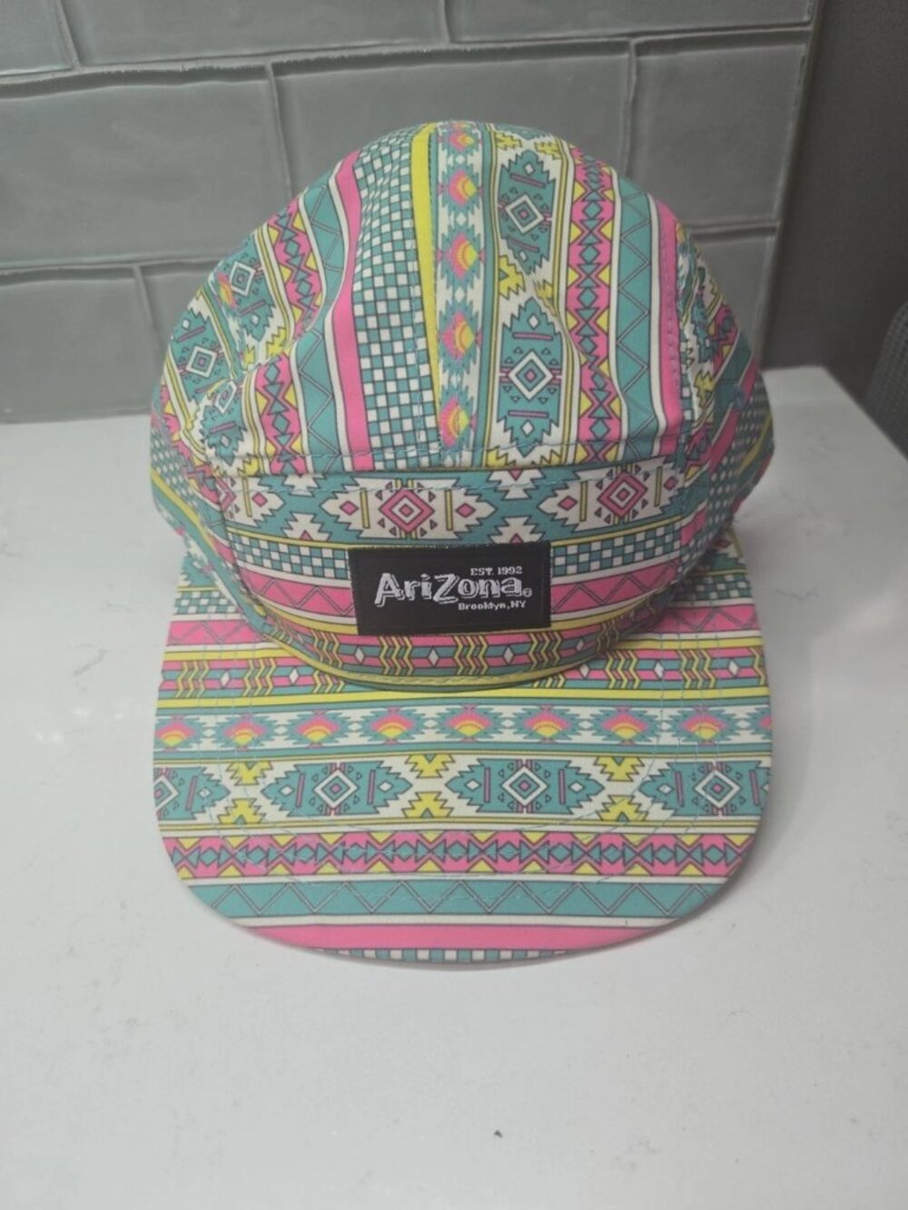Arizona Iced Tea 5-Panel Aztec Hat with Leather Adjustable Strap Brooklyn NY